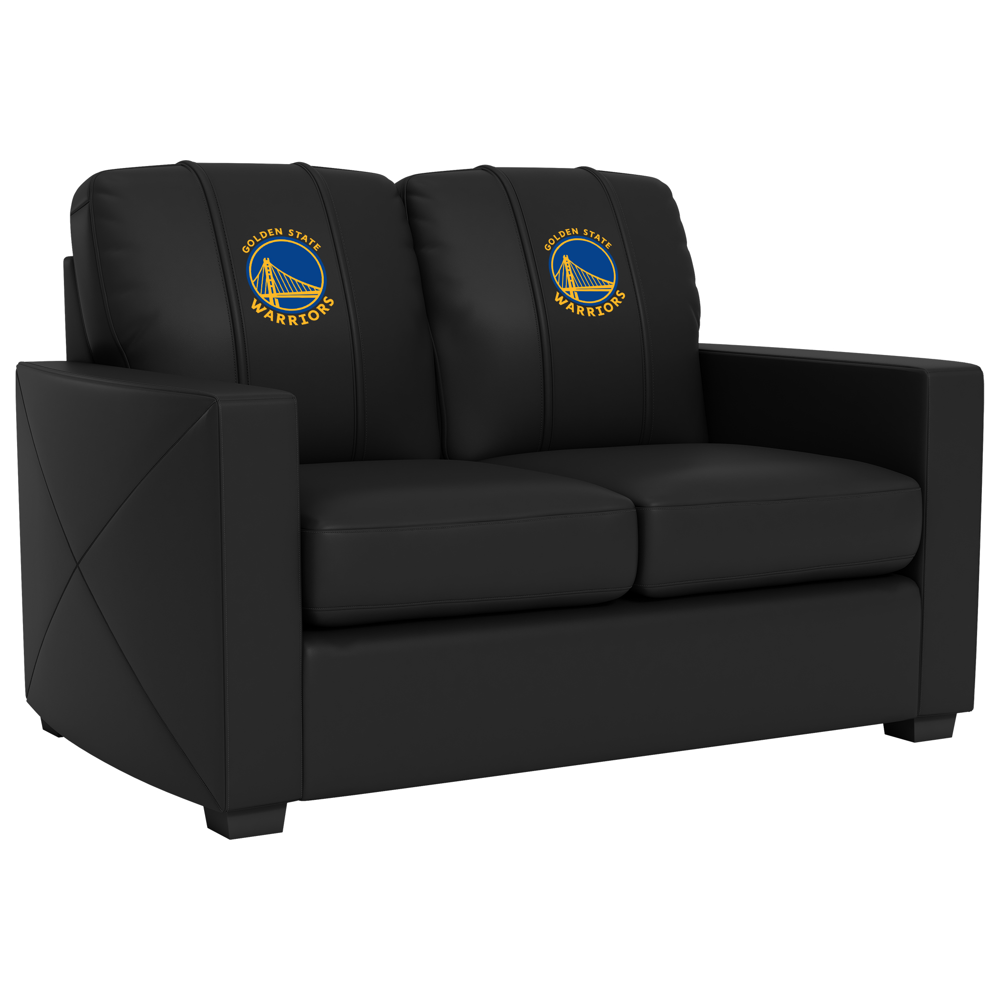Golden State Warriors  Silver Loveseat with Golden State Warriors Global Logo