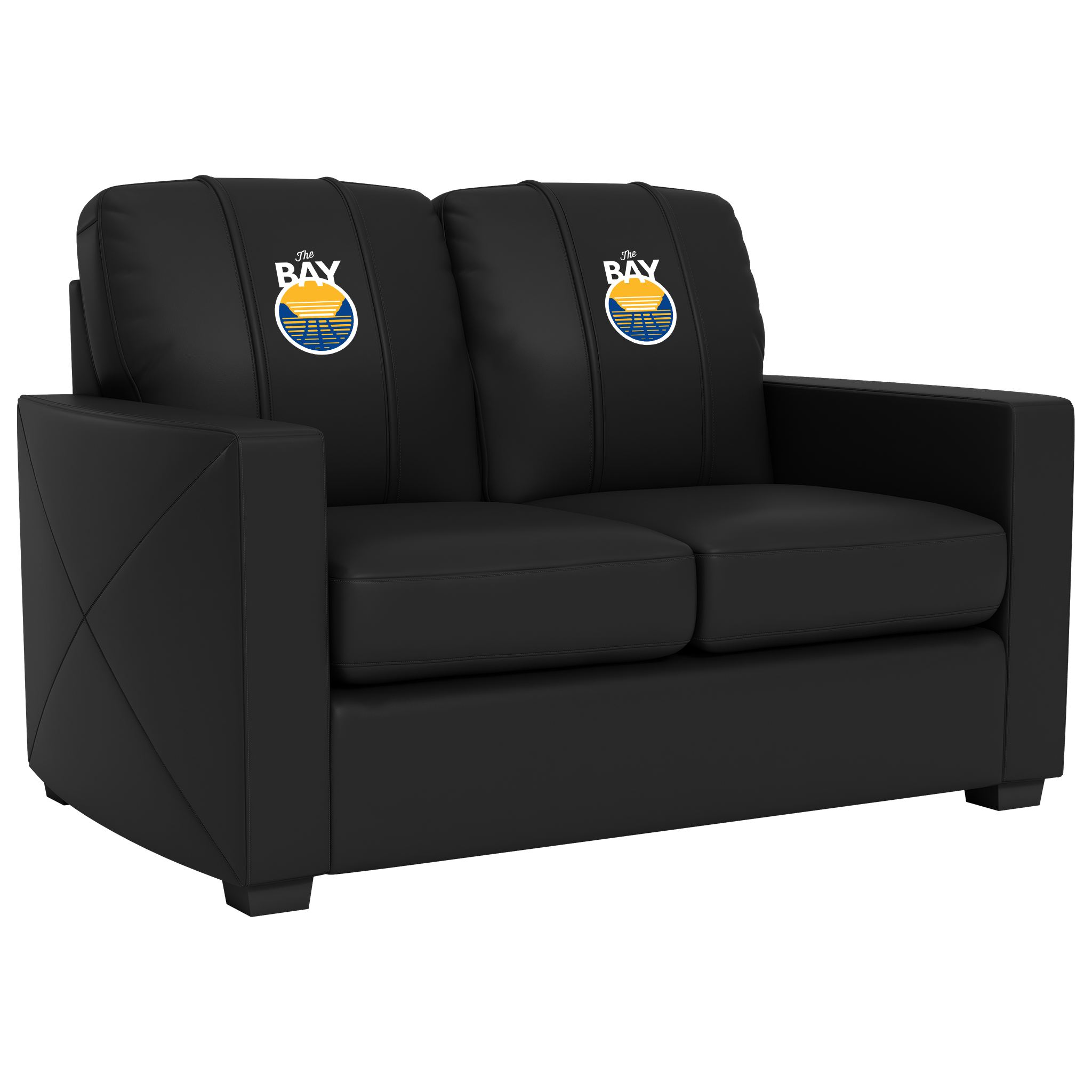 Golden State Warriors  Silver Loveseat with Golden State Warriors Secondary Logo