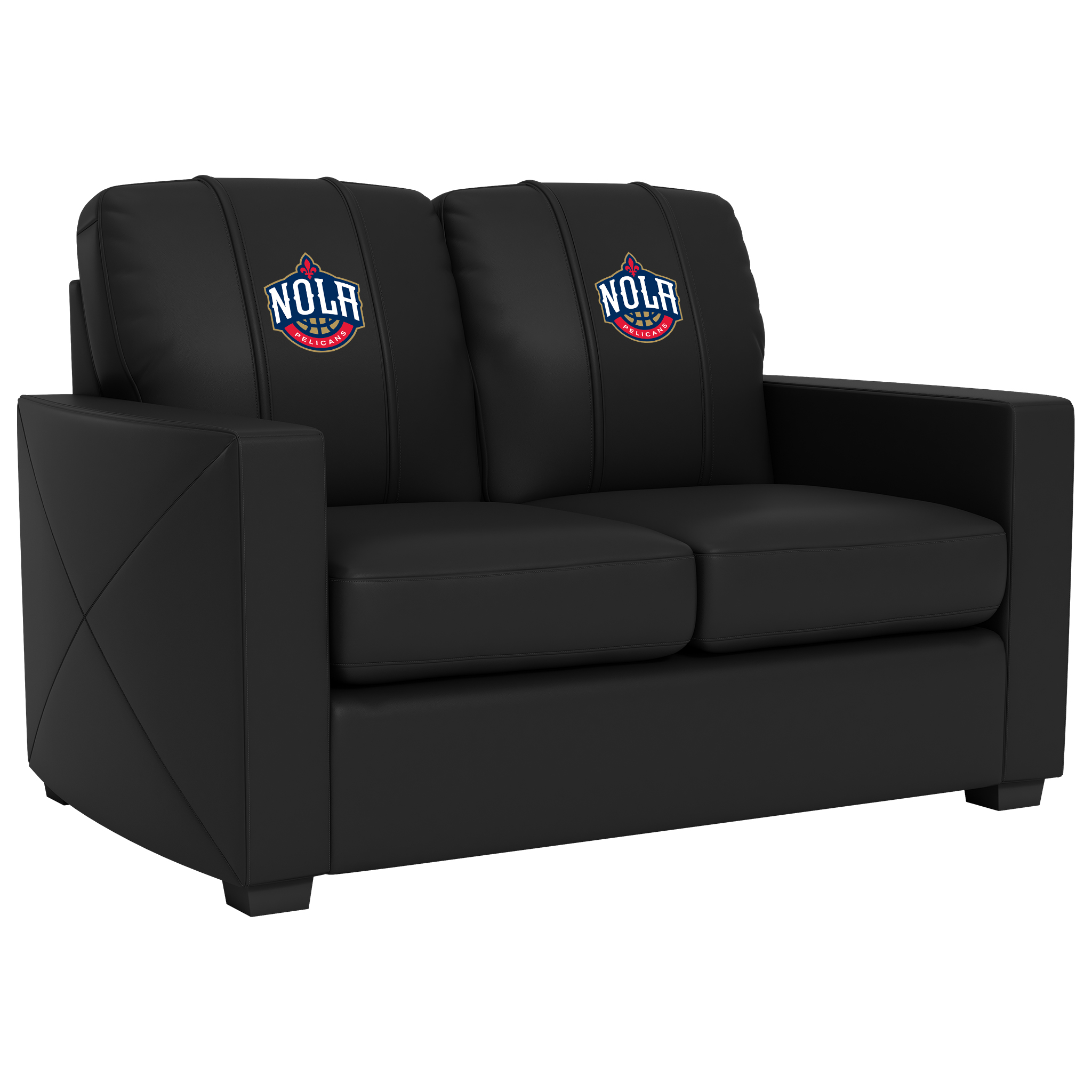 New Orleans Pelicans  Silver Loveseat with New Orleans Pelicans NOLA
