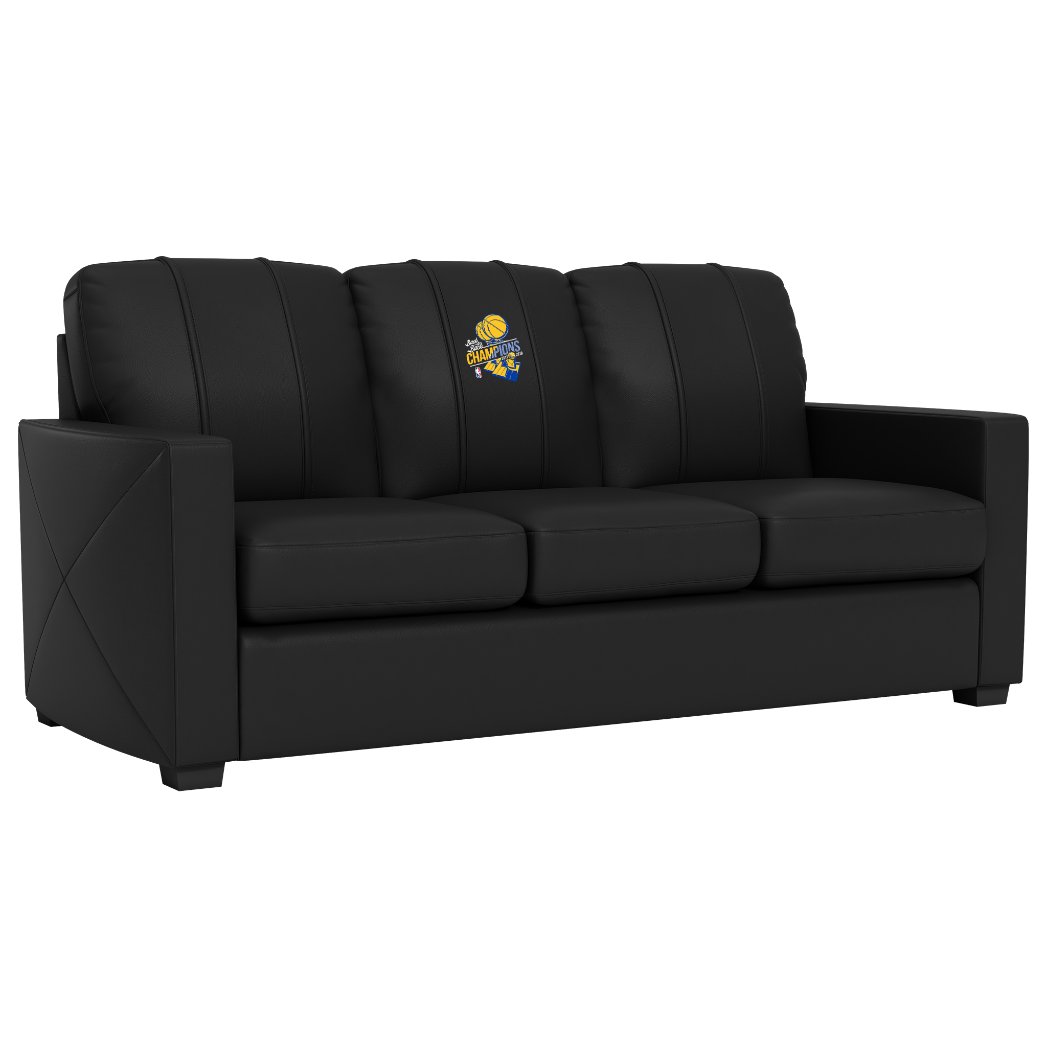 Golden State Warriors Silver Sofa with Golden State Warriors 2018 Champions Logo Panel